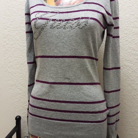 Guess Sweater, Gray, Purple Bling - Picture 3 of 7